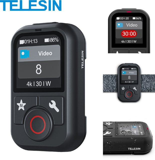 TELESIN T13 Bluetooth Fernbedienung mit Armband für GoPro Hero 13 12 11 10 9 8 Max Action Cameras, Schwarz - Bild 1