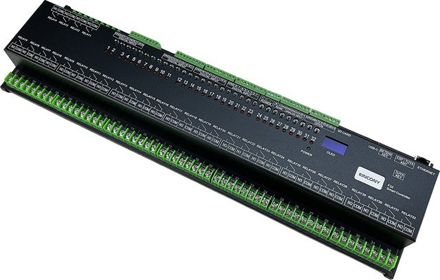 KinCony F32 Tuya ESP32 Relais Modul für DIN-Schiene mit Ethernet, RS485 und SD-Karte in Schwarz - Bild 1