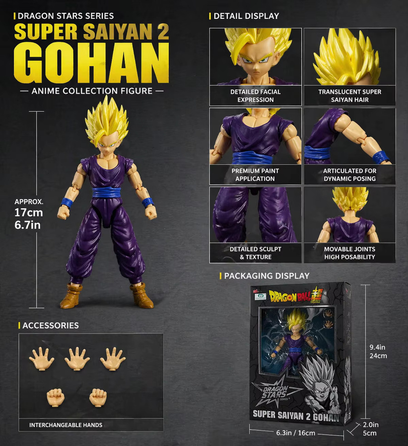 Bandai Dragon Ball Super Saiyan 2 Actionfigur, beweglich - Bild 4