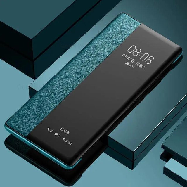 Leder Handy Flip Case mit Sichtfenster für vivo X200 Pro mini, X200 Pro, X100 Ultra, X80 und X90 Pro Plus in Cyanblau - Bild 1