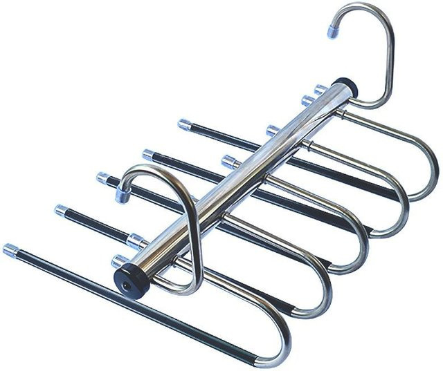 Lucky Black Cat Magic Hanger Hosenbügel aus Edelstahl in Silber mit Anti-Rutsch-Streifen und verstärkter Schwerlast-Mehrschicht-Konstruktion - Bild 1