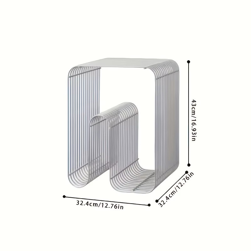Wandmontiertes LIUSHADUOLA Aufbewahrungsregal aus Metall in Silber mit geometrischem Muster für dein Wohnzimmer - Bild 4