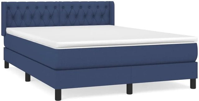 vidaXL Boxspringbett mit Matratze Hybrid-Design in Blau und Weiß, B/T: 140 x 200 cm - Bild 1