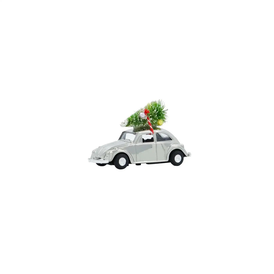House Doctor Mini Weihnachtsauto in Silber mit Baumdekoration aus Metall - Bild 1