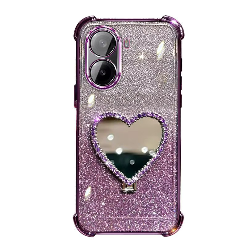 Glitter Love Silikonhülle für Redmi A7 Pro A5 A3 A1 in Pink mit Kristall-Armband und Make-up-Spiegelhalterung - Bild 4