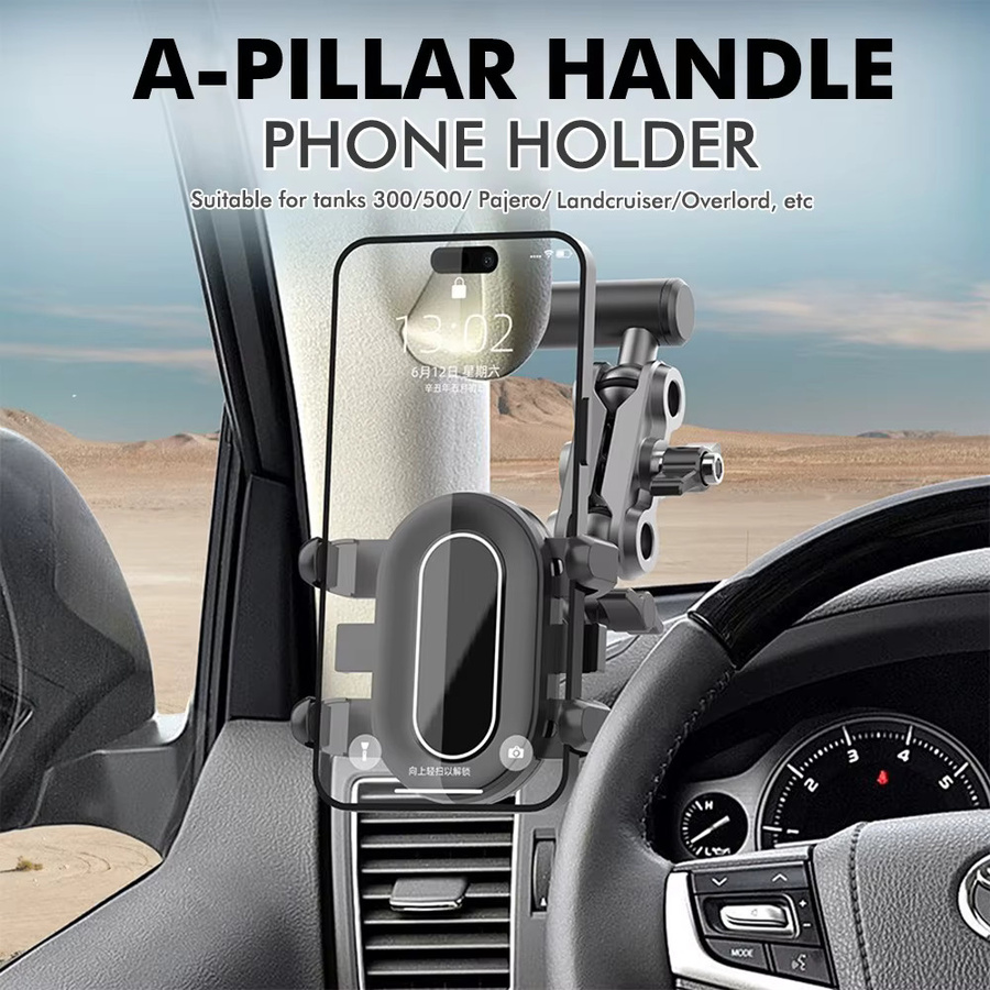 360 Grad drehbarer A-Säulen-Autotelefonhalter für Land Cruiser Tank 300/500 in Schwarz - Bild 2