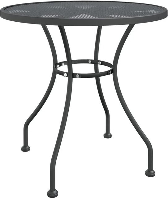 vidaXL Gartentisch rund aus Streckmetall in Anthrazit, Durchmesser: 80 cm, Höhe: 72 cm - Bild 1