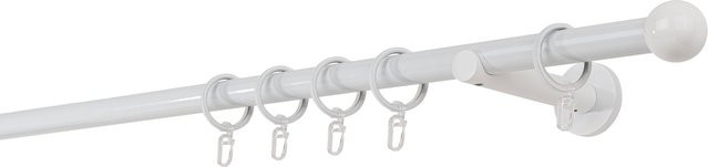 ONDECO Duschstange 1-läufig in Weiß mit Wandträger und Endstück Ball, Durchmesser: 20 mm, Länge: 200 cm, Wandabstand: 12 cm - Bild 1