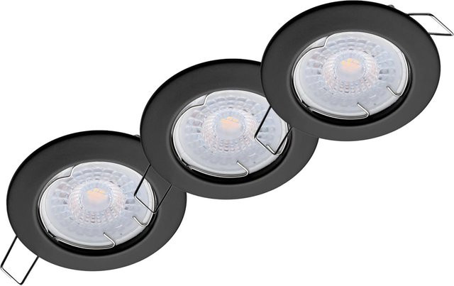 Oktaplex 3er Set Sedan LED Einbauspots in Schwarz mit Neutralweiß 380lm und 4,8W - Bild 1