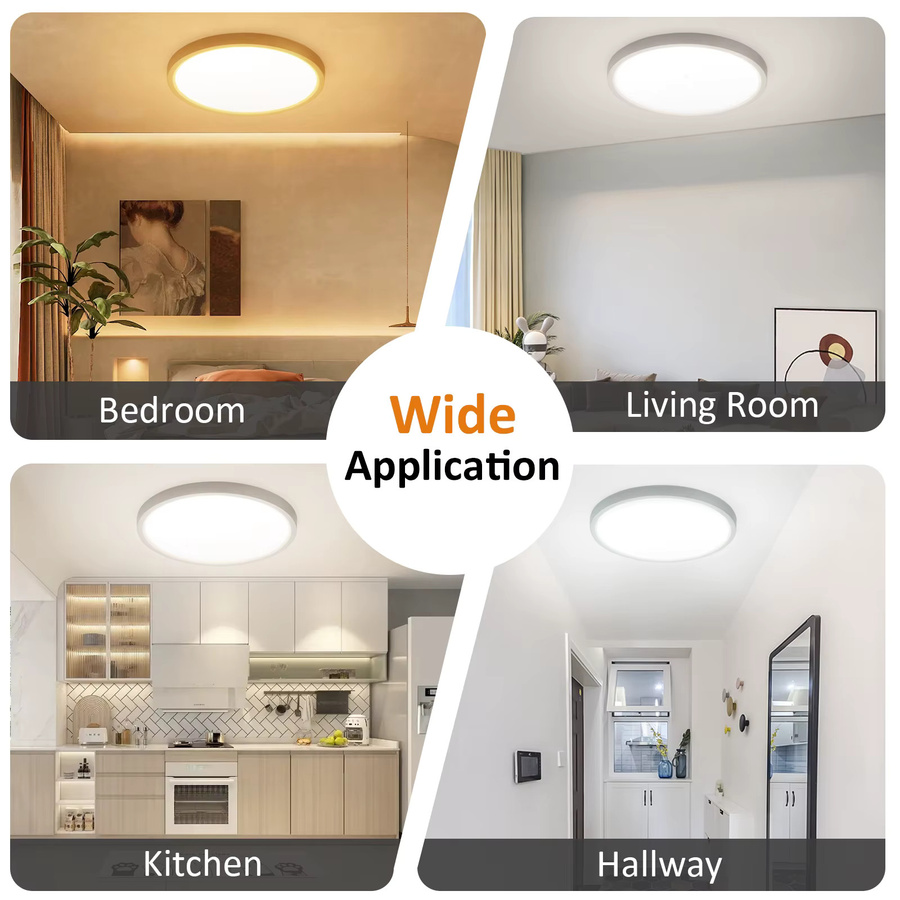 Oeegoo LED-Deckenleuchte rund in Weiß, 24W, Durchmesser: 30 cm, verstellbare Farbtemperatur, ideal für Wohnzimmer, Schlafzimmer und Küche - Bild 4