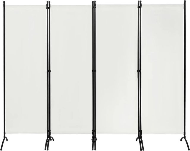 WOLTU Paravent 4-teilig als klappbarer Sichtschutz aus Stahlrohr und Polyestergewebe in Creme, B: 224 cm, H: 181 cm - Bild 1