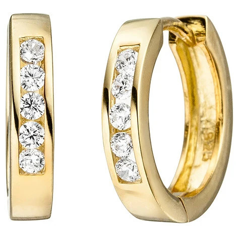 Colfem Creolen 925 Silber, gold vergoldet, Zirkonia - Bild 1
