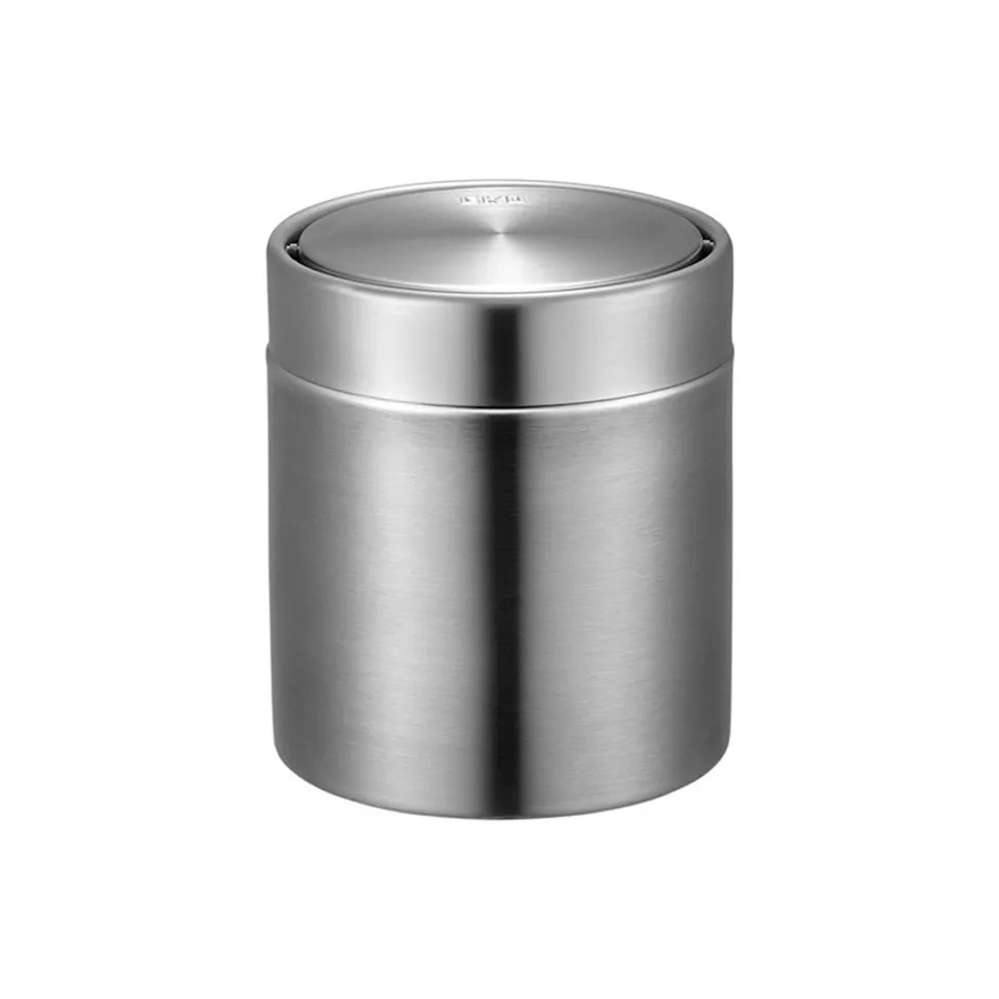 PROREGAL Tischabfallbehälter mit Flachschwingdeckel aus Edelstahl in Silber, Volumen: 1,5 l, H: 13,8 cm, Ø: 12 cm - Bild 2