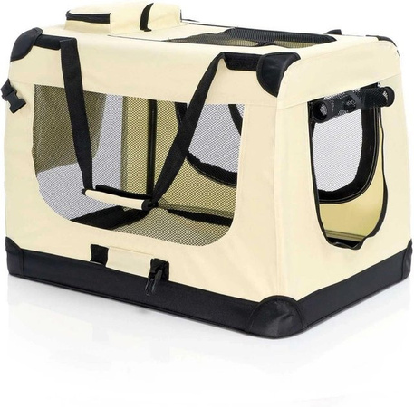Fudajo Transportbox L Faltbare Hundebox und Katzenbox in Beige B/T/H: 70 x 52 x 50 cm