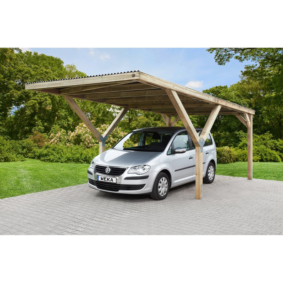 WEKA Y-Einzelcarport Mugello mit Stahl-Dacheindeckung aus Nadelholz, Farbe: grün-braun, B/T/H: 300 x 362 x 250 cm - Bild 2