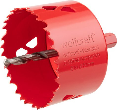 Wolfcraft Lochsäge aus Bimetall in Rot mit einem Durchmesser von 74 mm - Bild 1