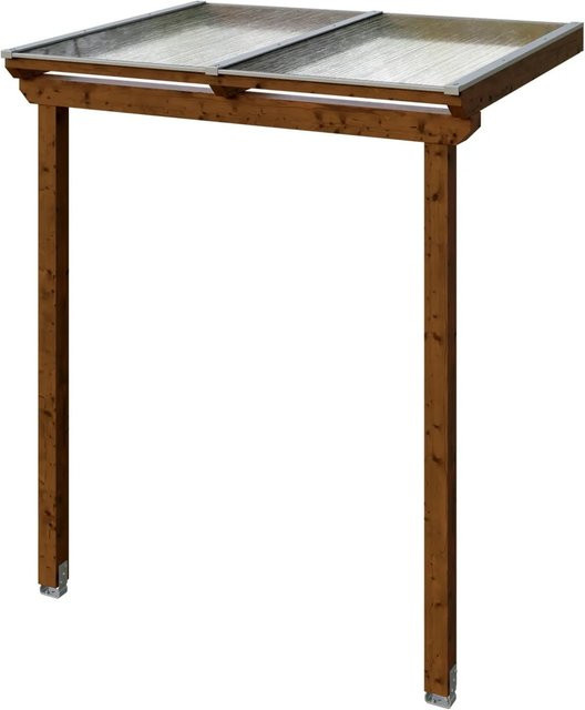 Skan Holz Vordach Anklam Pultdach aus Fichte mit Polycarbonat-Doppelstegplatten in Nussbaum Braun, B: 220 cm, T: 174 cm, H: 100 cm - Bild 1