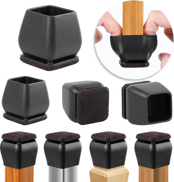 8 Stück Stuhlbein Bodenschutz Filz Fußabdeckung mit 15 Grad Diagonal-Design und TPE-Polstern von Big Tree Home Furnishings in Schwarz oder Braun - Bild 1
