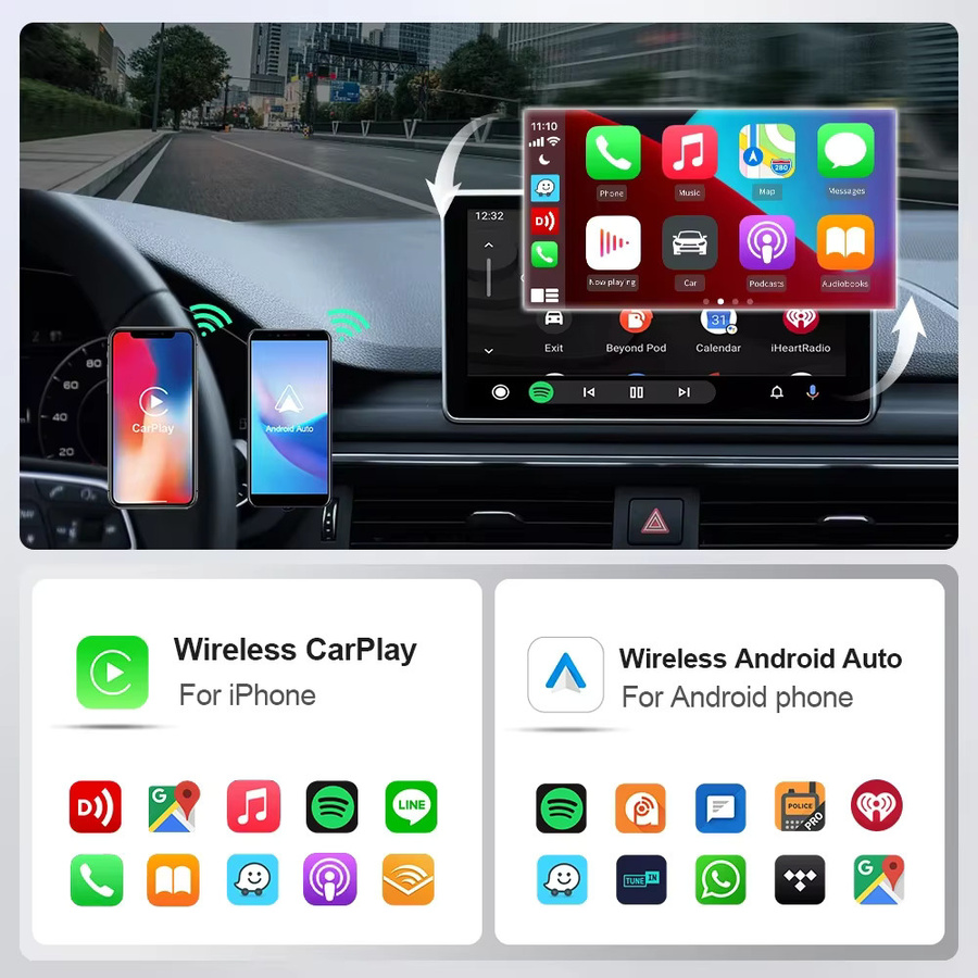 Qzonnect 2025 Kabelloser CarPlay und Android Auto Adapter in Schwarz mit geringer Latenz und verbessertem Chip für kabelgebundene Fahrzeuge - Bild 3