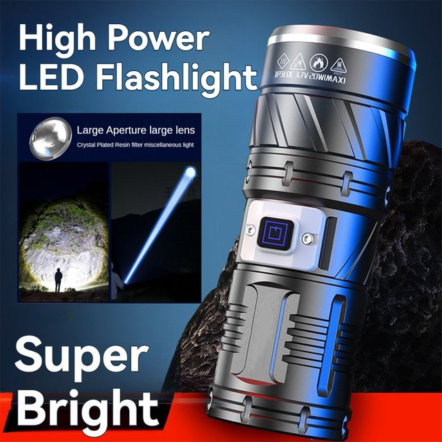 KENSUN Hochleistungs-LED-Taschenlampe aus Aluminium, USB wiederaufladbar, taktische Outdoor-Taschenlampe mit großer Reichweite - Bild 1