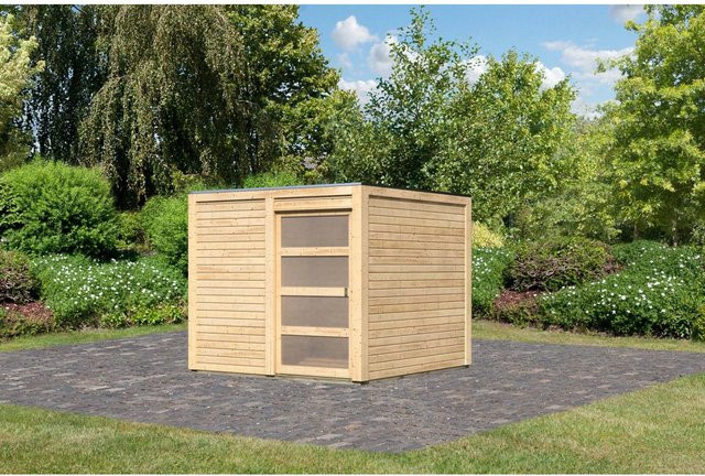 Karibu Holz-Gartenhaus Cuadrado in Natur mit Flachdach und modernem Design, B/T: 242 x 242 cm - Bild 1