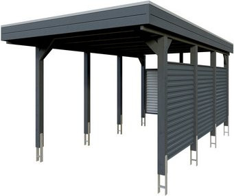 SKANHOLZ Einzelcarport Friesland Set 11 mit Rück- und Seitenwand, Breite: 314 cm, Tiefe: 555 cm, anthrazit-schwarz - Bild 1