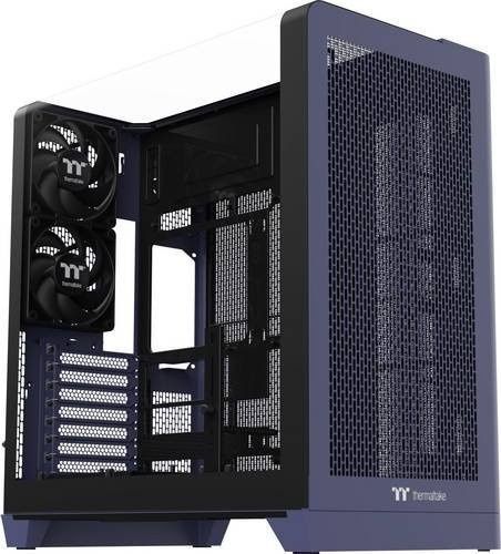 Thermaltake View 390 Air Future Dusk ATX PC-Gehäuse in Dunkelblau mit integrierter Beleuchtung und 2 vorinstallierten Lüftern sowie Staubfilter - Bild 1