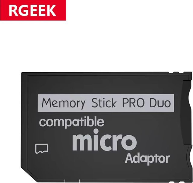 RGeek Mini Memory Stick Pro Duo Kartenleser mit Micro SD TF auf MS Adapter in Schwarz - Bild 1