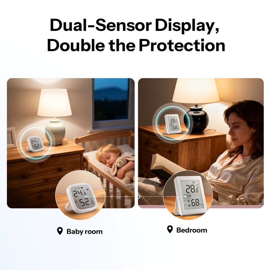 SONOFF AirGuard TH SNZB-02DR2 Zigbee Temperatur- und Feuchtigkeitssensor mit 3,6 Zoll LCD Display in Weiß, App-Überwachung und Matter-Kompatibilität via Bridge - Bild 3