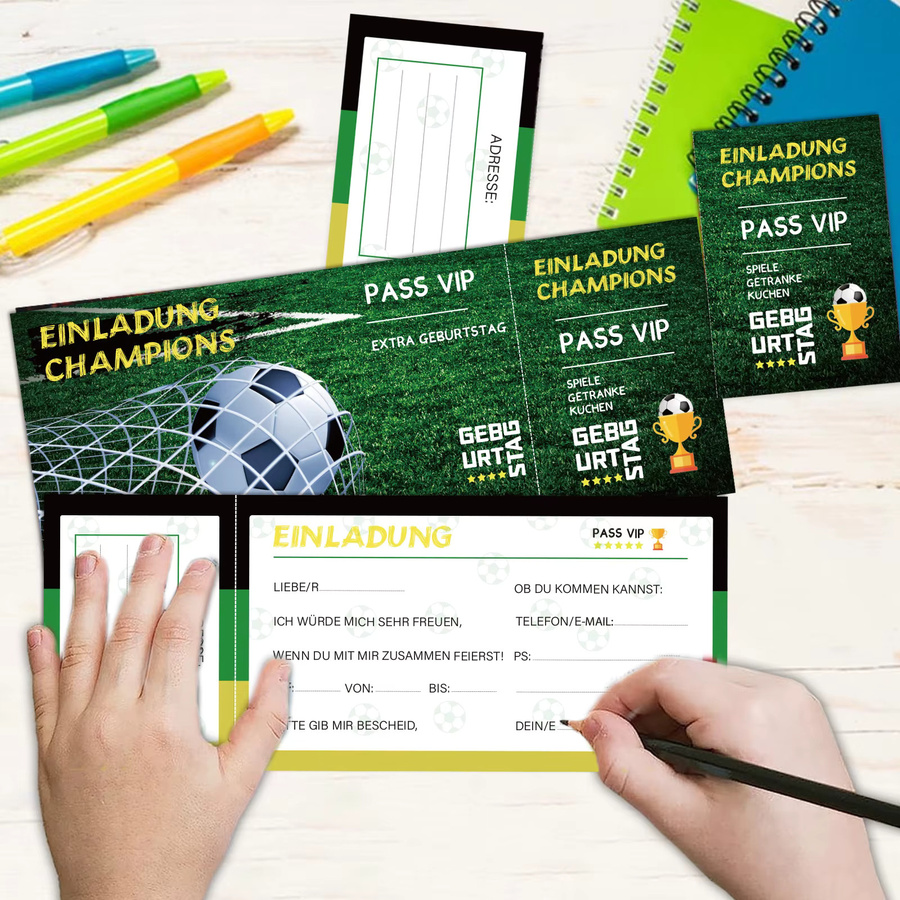 16-teiliges Set Einladungskarten für Fußballpartys mit einzigartigem Design, Unisex, aus Papier - Bild 6