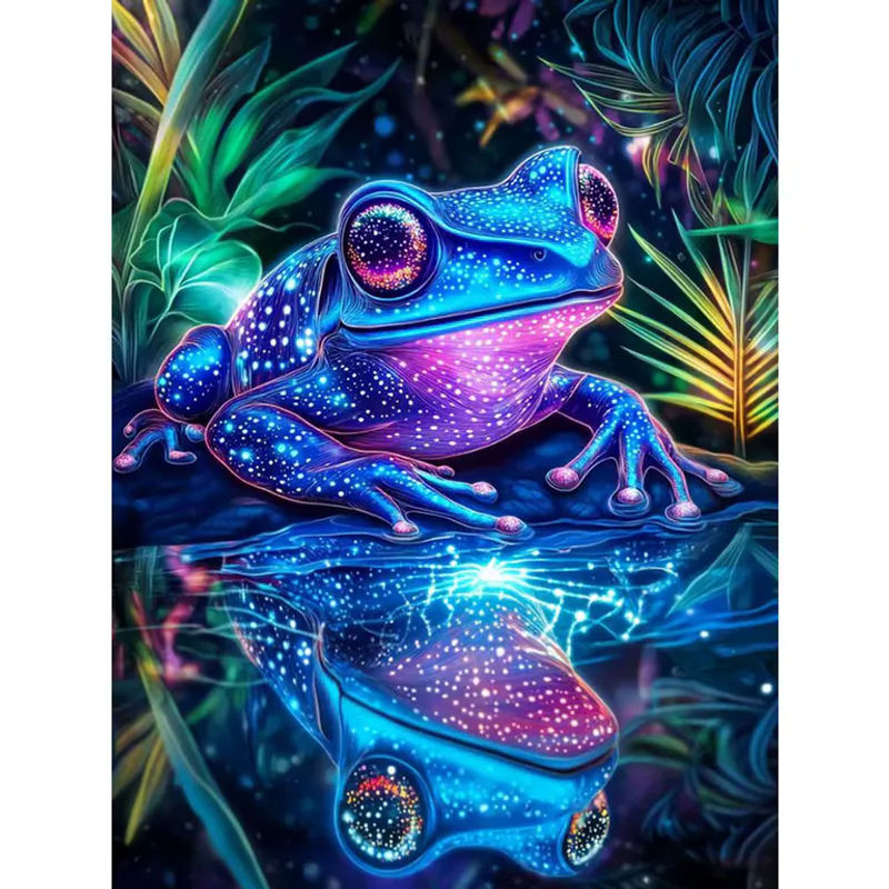 Huacan DIY Diamantmalerei Frosch Tier Landschaft Diamantmosaik Set in Mehrfarbig - Bild 5