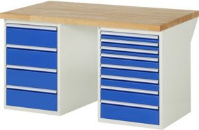 Rau Werkbank 7822A3 in Blau mit 12 Schubladen, B: 150 cm, T: 90 cm, H: 89 cm - Bild 1