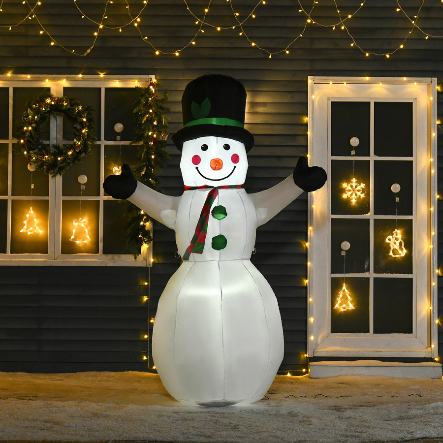 HOMCOM Aufblasbarer Schneemann Weihnachtsdeko mit 2 Modulleuchten, Weiß, B/T/H: 130 x 72 x 193 cm - Bild 2
