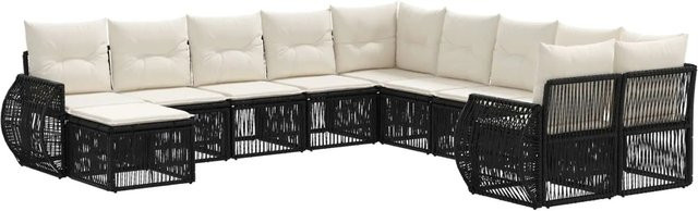 vidaXL Gartensofa-Set 11-tlg. in Schwarz aus Poly-Rattan mit Polsterung und wetterfesten Kissen für den Außenbereich - Bild 1