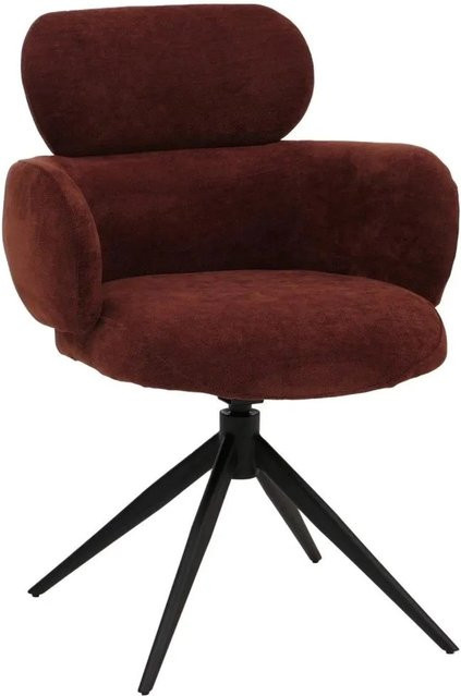 Esszimmerstuhl MCW-O77 in Rotbraun, drehbarer Polsterstuhl mit Auto-Return Funktion aus Chenille Stoff nach ÖKO-TEX Standard - Bild 2