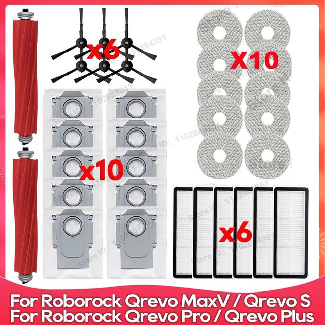 Roborock Ersatzteil-Set für Qrevo S, Qrevo Pro, Qrevo MaxV und Qrevo Plus mit Hauptbürste, Seitenbürste, Filter, Wischpad und Staubbeutel in Multicolour - Bild 1