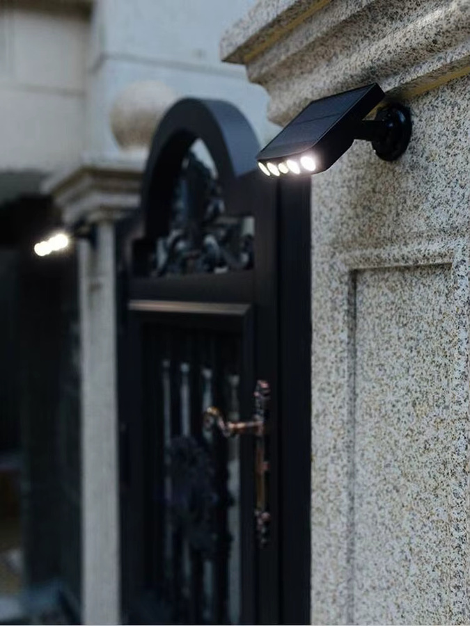 DOUWENXI Solarbetriebene Außenwandleuchte in Weiß mit 4 LED-Lampen und Bewegungssensor für Garten, Terrasse und Balkon - Bild 6