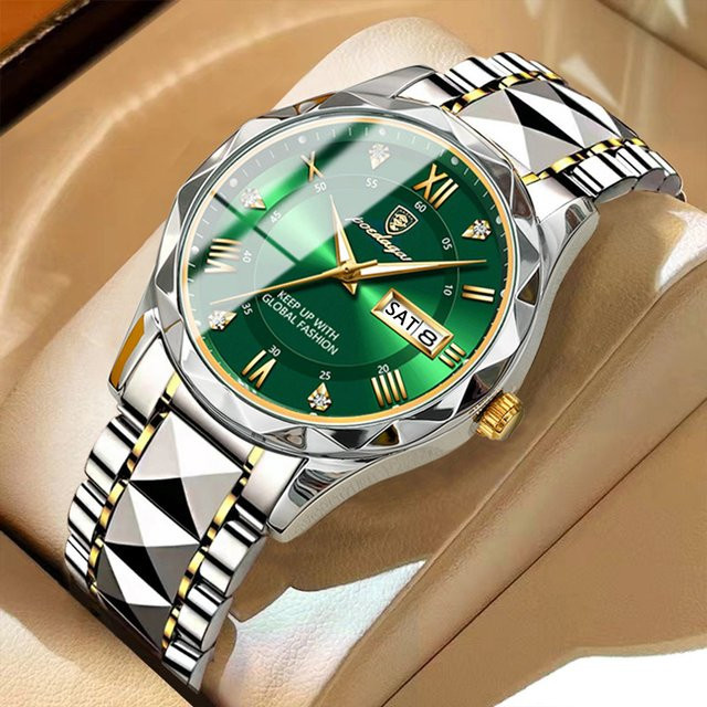 POEDAGAR Armbanduhr Quarz, Edelstahl, Silber, Herren - Bild 1