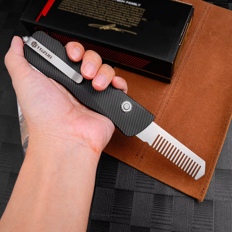 TGZUO Multitool EDC aus Aluminiumlegierung mit austauschbarer Edelstahlklinge und Anti-statischem Kamm sowie Fensterbrecher-Funktion - Bild 3