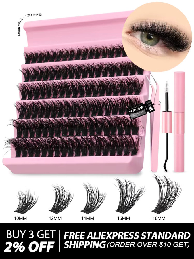 Lasvirey DIY Cluster-Wimpern-Set, natürliches Volumen, Unisex - Bild 6
