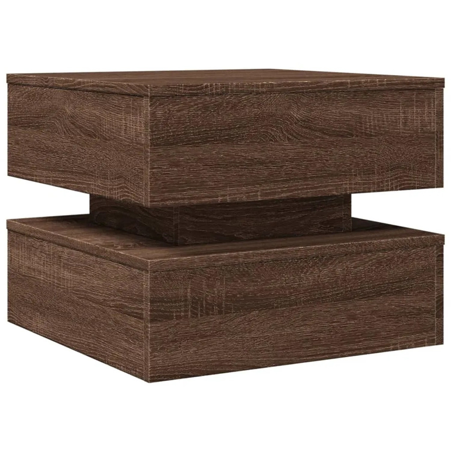 vidaXL Couchtisch mit LED-Leuchten in Braun Eichen-Optik, modern und quadratisch, B/T/H: 50 x 50 x 40 cm - Bild 2
