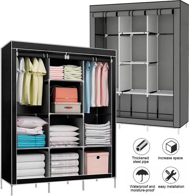 LONENESSL Kleider-Organizer Tragbarer Kleiderschrank aus Vliesstoff für dein Schlafzimmer, H x B x T: 170 x 128 x 45 cm - Bild 1
