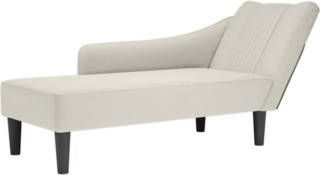 vidaXL Chaiselongue mit rechter Armlehne in Beige aus Samt, B/T/H: 140 x 66 x 56 cm - Bild 1