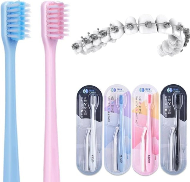 Dental V-förmige kieferorthopädische Zahnbürste mit Inter-Dentalbürsten-Set - Bild 1