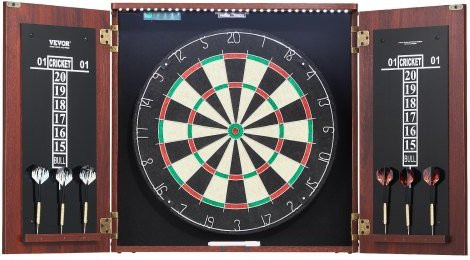 VEVOR Dartboard und Schrankset mit LED-Licht, Dartboard in offizieller Größe aus Sisal und MDF, multicolor, inklusive Zubehör für Steel Tip Darts - Bild 1