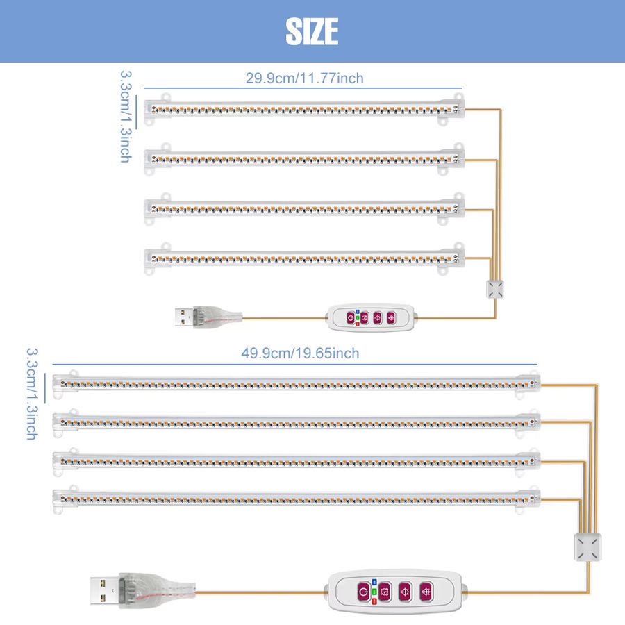 CanLing USB-LED-Wachstumslicht mit Vollspektrum und Timer für den Anbau von Zimmerpflanzen, Gemüse und Obst, 5 V - Bild 3