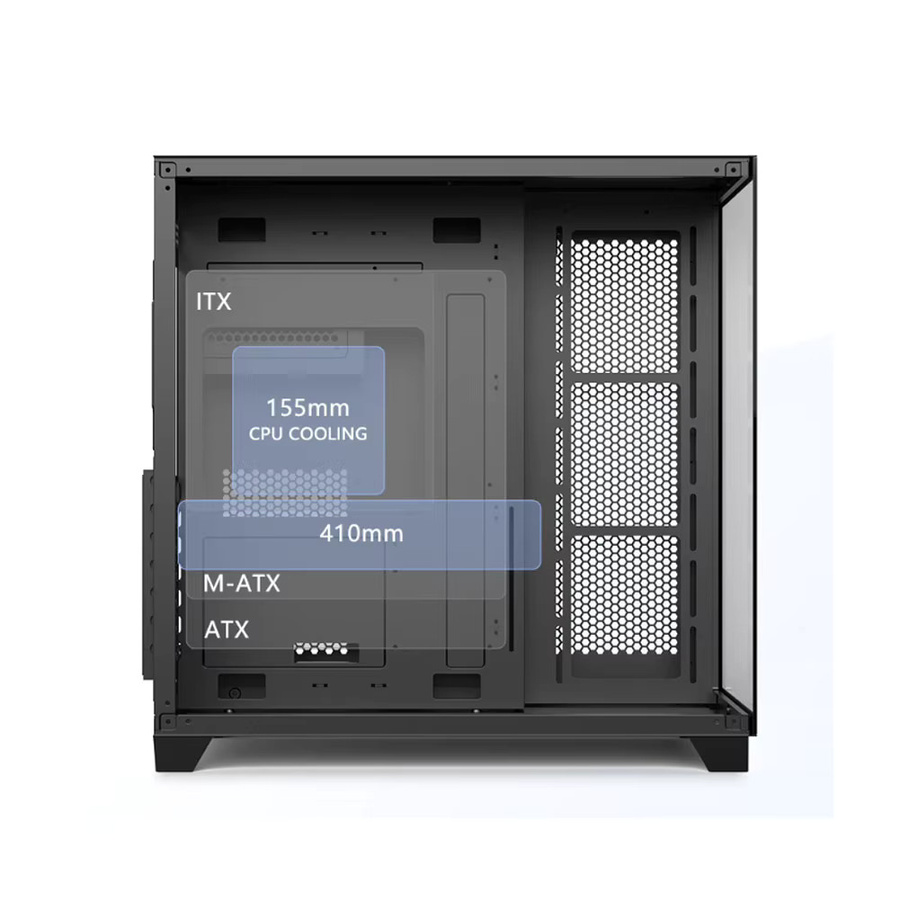 XMSJ Full Tower Gaming-PC-Gehäuse mit 270 Grad Panorama-Glasdesign in Schwarz oder Weiß - Bild 3
