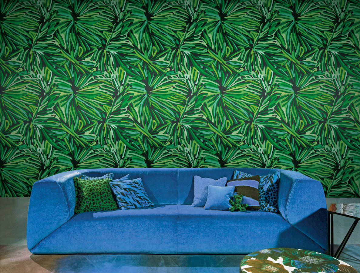 Missoni Home Tapete Flora in Grün mit botanischem und floralem Design aus Vinyl - Bild 1