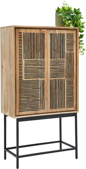 Mömax Highboard Tarim in Schwarz und Akaziefarben mit Schranktüren und Regalböden, B/T/H: 150 x 40 x 80 cm - Bild 1