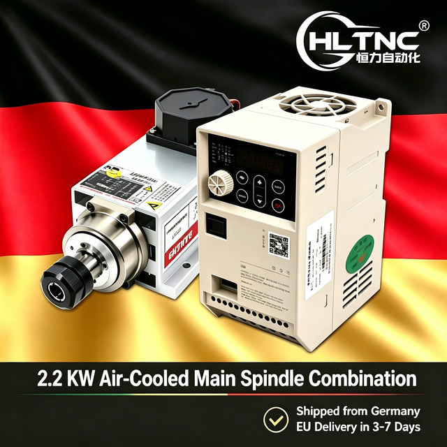HLTNC Spindelmotor 2,2 kW mit Frequenzumrichter, 24000 U/min, luftgekühlt, einphasig 220 V, zum Fräsen - Bild 1